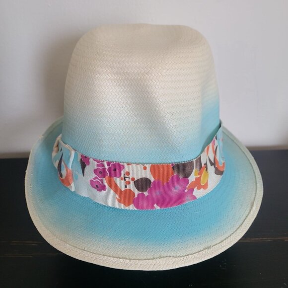 Borsalino Women\'s Straw Panama Hat Ombre White & Blue Size 57 main image 5